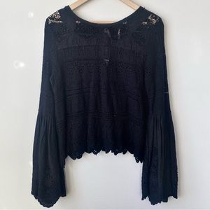 Black Free People Top with Bell Sleeves